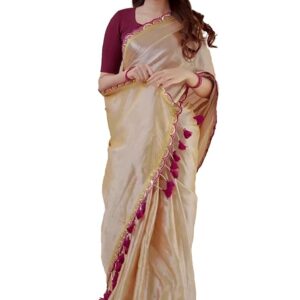 Chanderi Silk Solid Lace Boder Saree