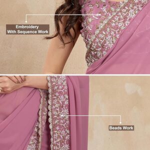 Sequin Work Saree with Unstitch Blouse Piece