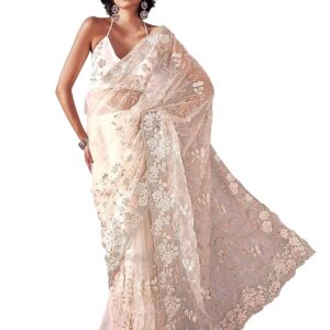 Womanista Women's Net Embroidered Saree