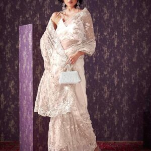 Womanista Women's Net Embroidered Saree